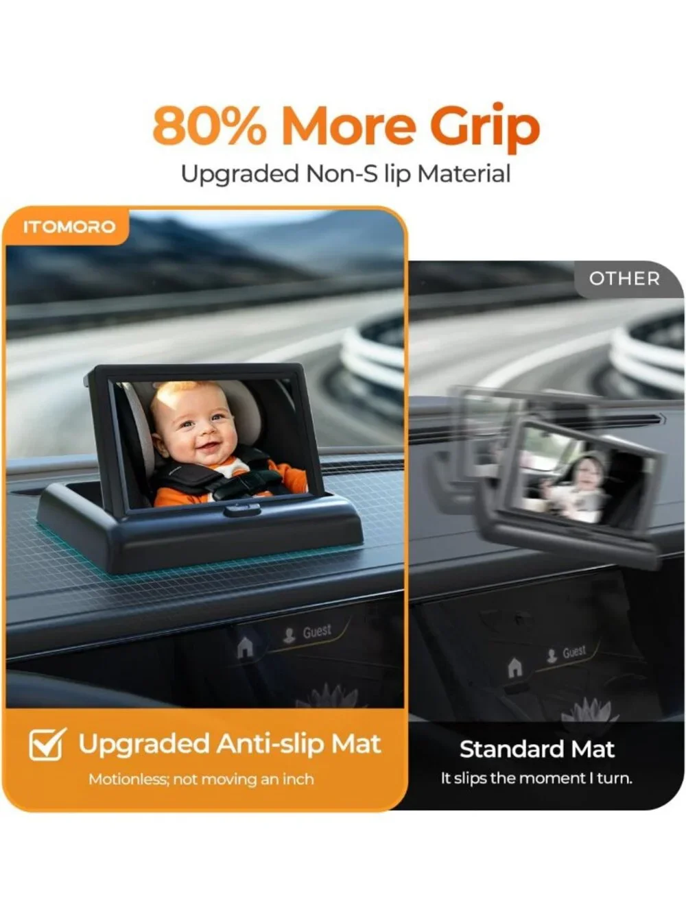 1080p Baby Car Camera with Night Vision, USB Powered, Easy Install, 360° View